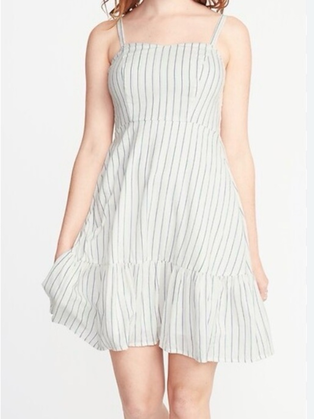 Old Navy Striped Fit & Flare Cami Dress Size XXL White Blue Pinstripe NWT